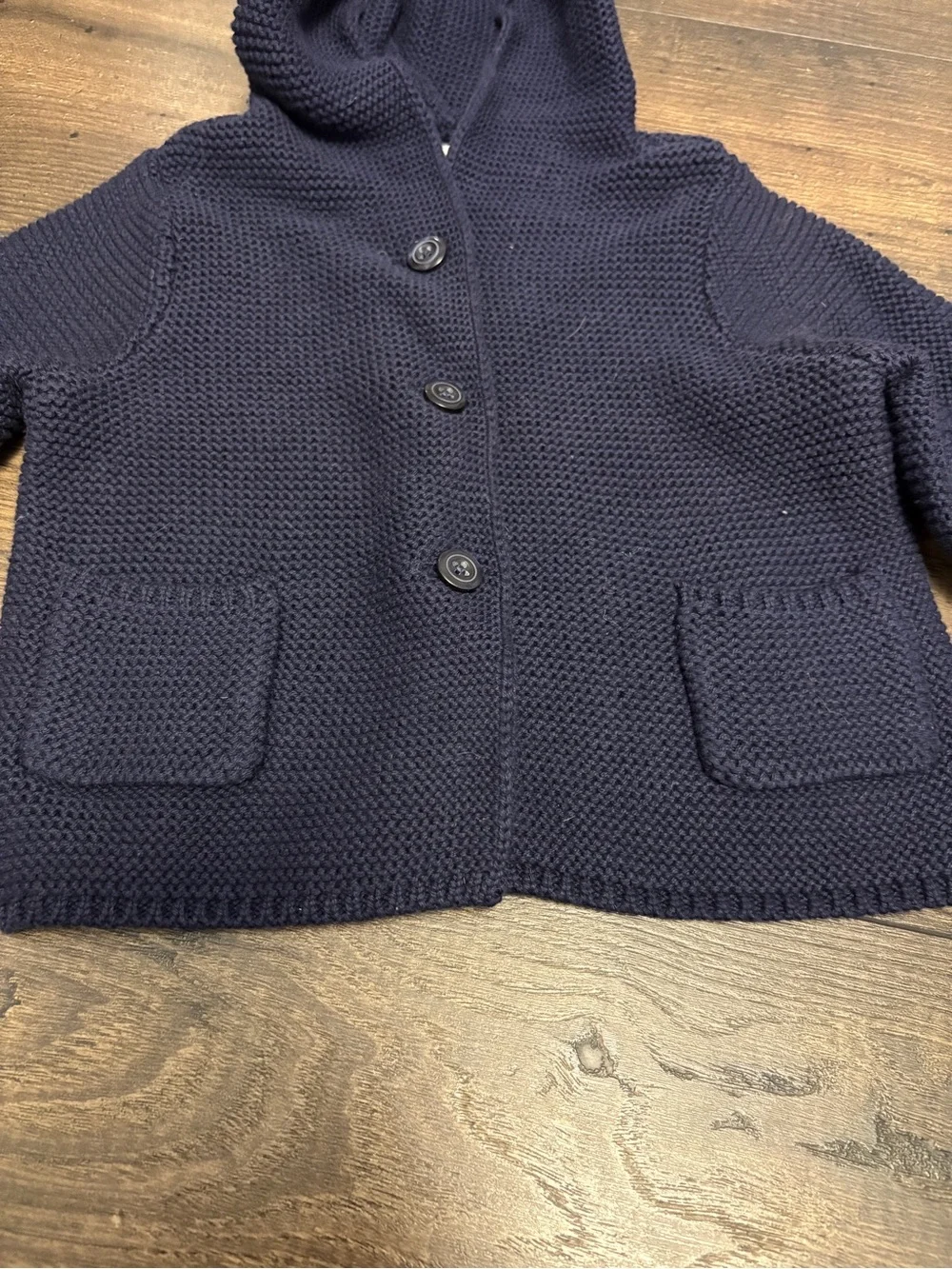 🌴 Baby Gap Baby Boy 6–12M Navy Hooded Bear Ear Cardigan